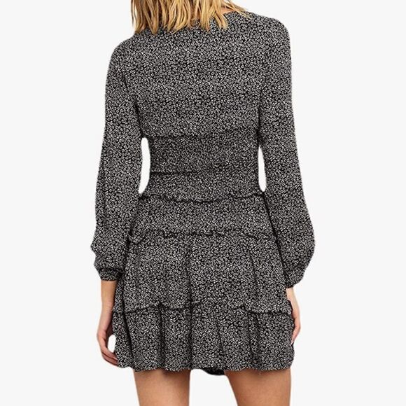 Nasty Gal Boho Skirt Long Sleeve Floral Print Ruffle Skater A Line Swing Mini - Picture 1 of 11